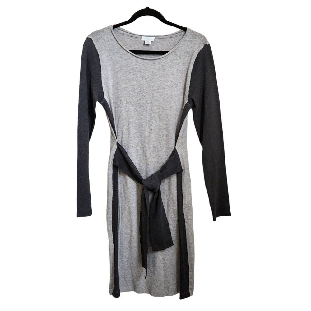 Sundance Contrast Gray Side tie Waist Cotton Wool Dress size S Minimalist - Picture 2 of 13